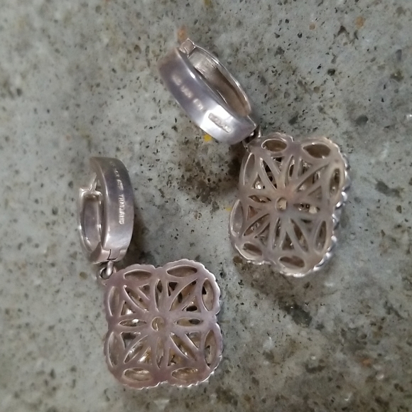 Meredith Leigh Filigree Sterling 14K Gold Moissanite Earrings - Picture 7 of 8